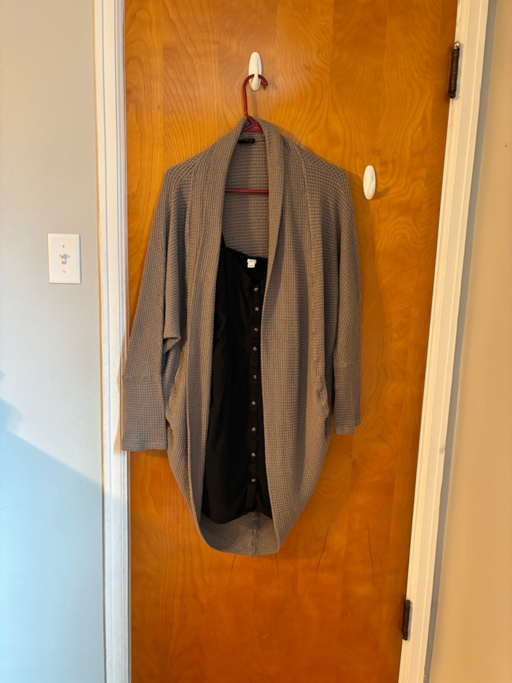 mittoshop Taupe Waffle Knit Open-Front Cardigan